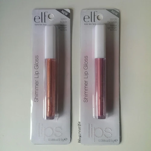 ELF shimmer lip gloss Fantasize Believe review swatch swatches packaging