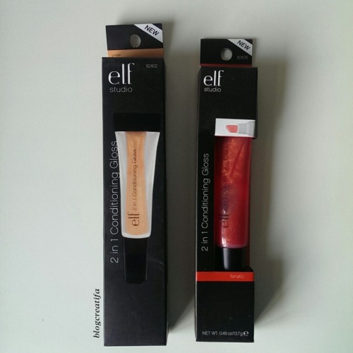 ELF studio 2 in 1 conditioning lip gloss Golden Fanatic reviews swatches swatch