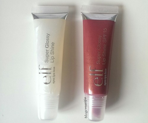 Super Glossy Lip Gloss - Left: Angel, and Right: Mauve Luxe. 